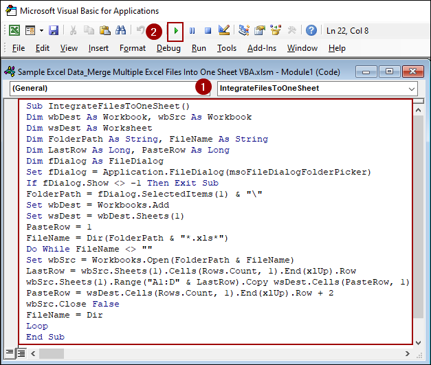 Integrating Data from Multiple Excel Files into One Sheet in a New Workbook