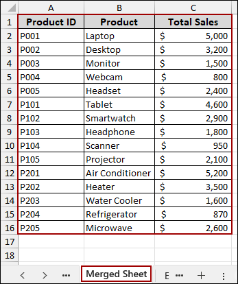 Merging Multiple Sheets Column-wise Into One Sheet with VBA