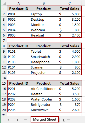 Merging Multiple Sheets Column-wise Into One Sheet with VBA