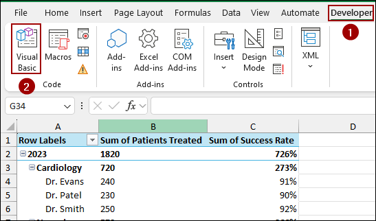 Embedding VBA Code to Display Columns Side by Side in Pivot Table