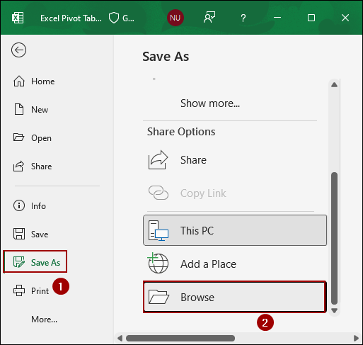 Saving the Workbook to Local Disk