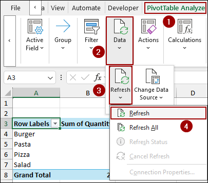 Refreshing PivotTable