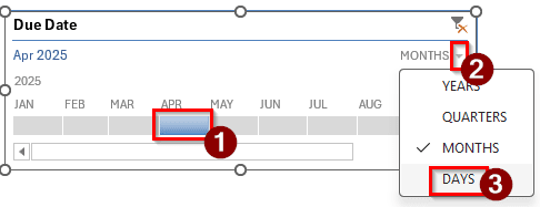 Filtering Date Range Using the Timeline