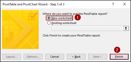 Applying PivotTable and PivotChart Wizard Tool