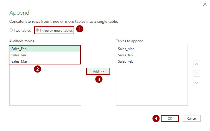 Using Append Queries Feature from Power Query