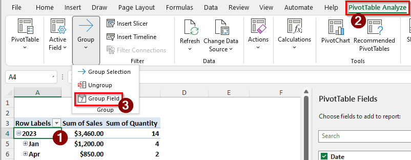 Creating Advanced Groups in a Pivot Table
