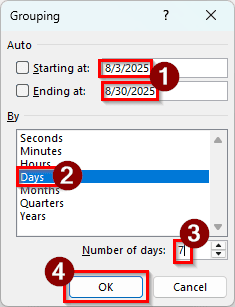 Steps for Grouping a Pivot Table by Week in Excel