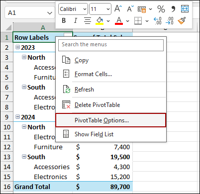 Using Classic Pivot Table Layout Feature