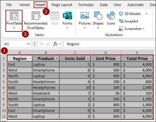 Convert Data to an Excel Table