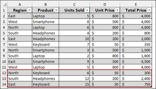 Convert Data to an Excel Table