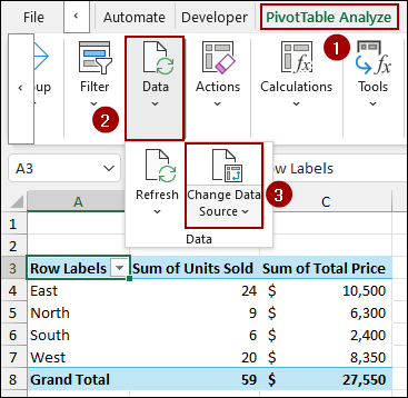 Change the Data Source Range