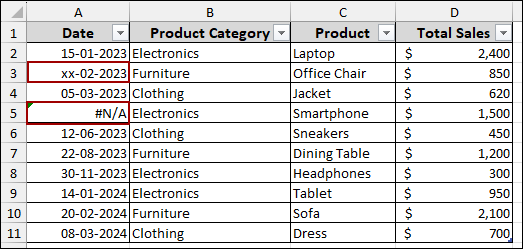 Utilizing Filter to Remove Errors and Text