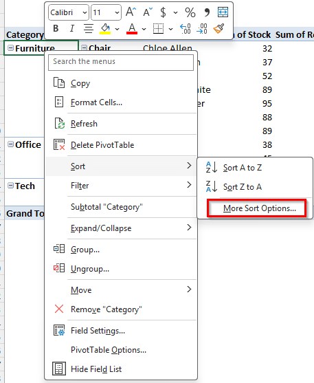Turning Off Automatic Sorting