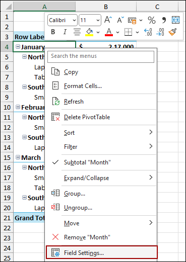 Using Field Settings Option