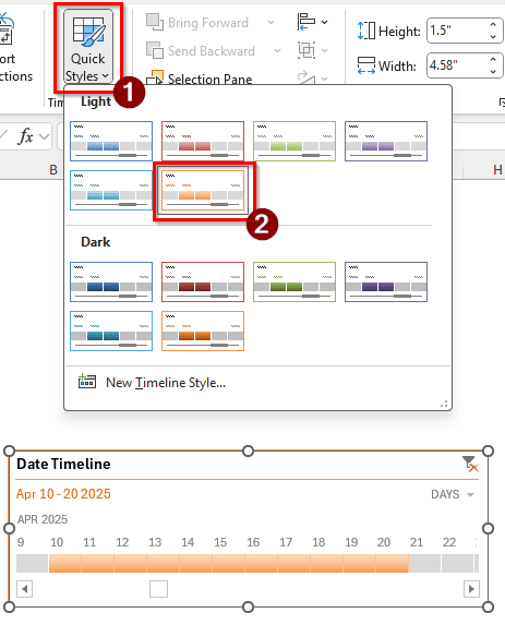 Customizing the Pivot Table Timeline