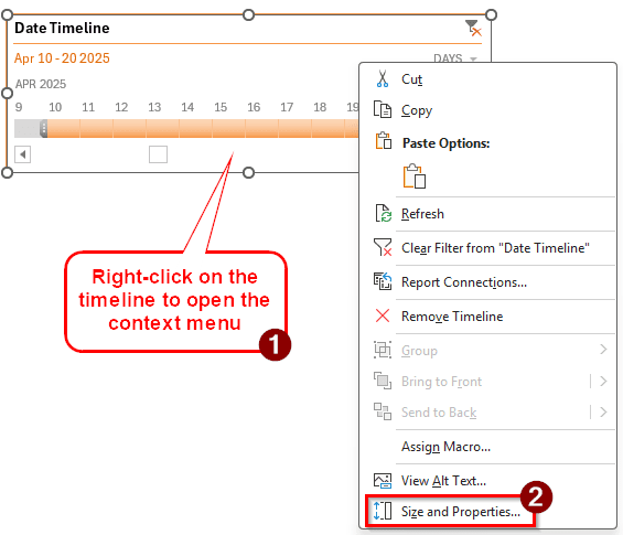 Customizing the Pivot Table Timeline