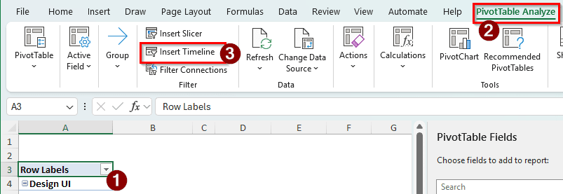 Creating a Pivot Table Timeline in Excel