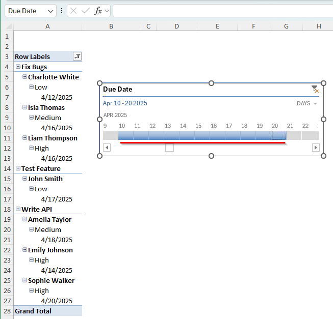 Using the Pivot Table Timeline
