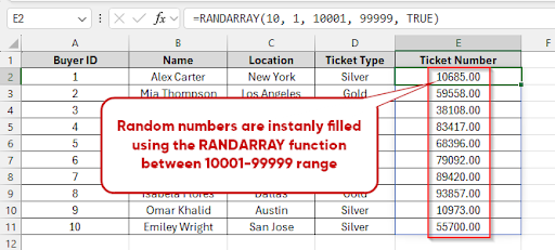 Using the RANDARRAY Function