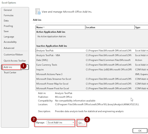 Using Data Analysis Toolpak
