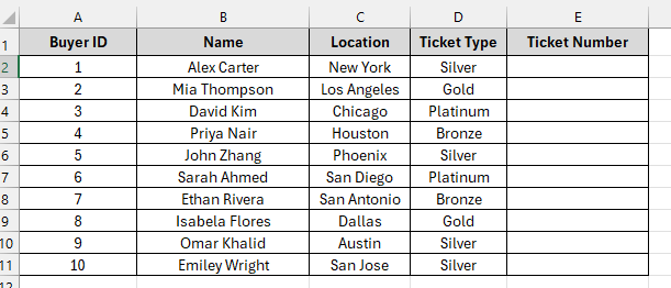 Generate with Excel’s RANDBETWEEN Function