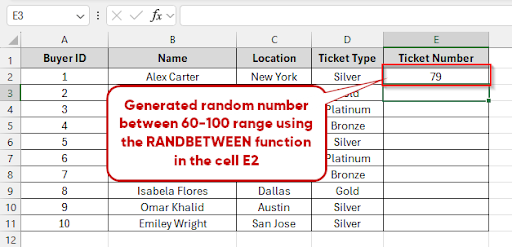 Generate with Excel’s RANDBETWEEN Function