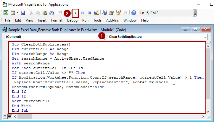Using VBA Code