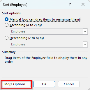 Moving the Row Labels Manually