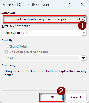 Moving the Row Labels Manually