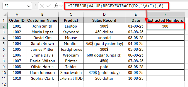 Applying the Regex Formula