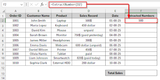 Using VBA to Extract Only Numbers and Then Sum