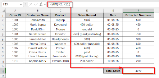 Using VBA to Extract Only Numbers and Then Sum