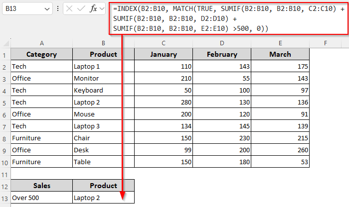 Dynamic Lookup When Your Criteria Is a Summed Value (Conditional Sum)