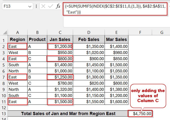 Dynamic Column Selection And Sum With SUMIFS with INDEX