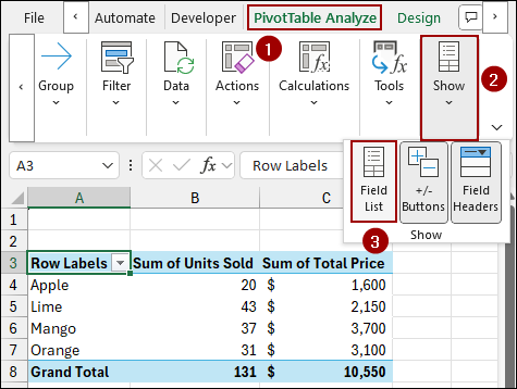Rearranging PivotTable Fields