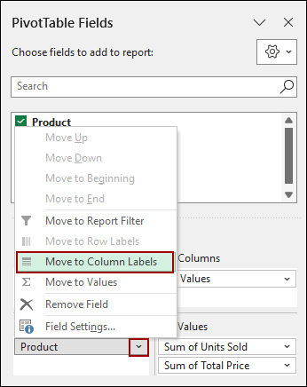 Rearranging PivotTable Fields