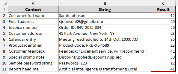 Calculating Characters Without Spaces