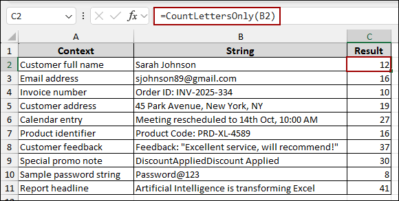 Counting Only Words in a String