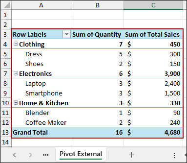 Creating a Pivot Table from Another Workbook