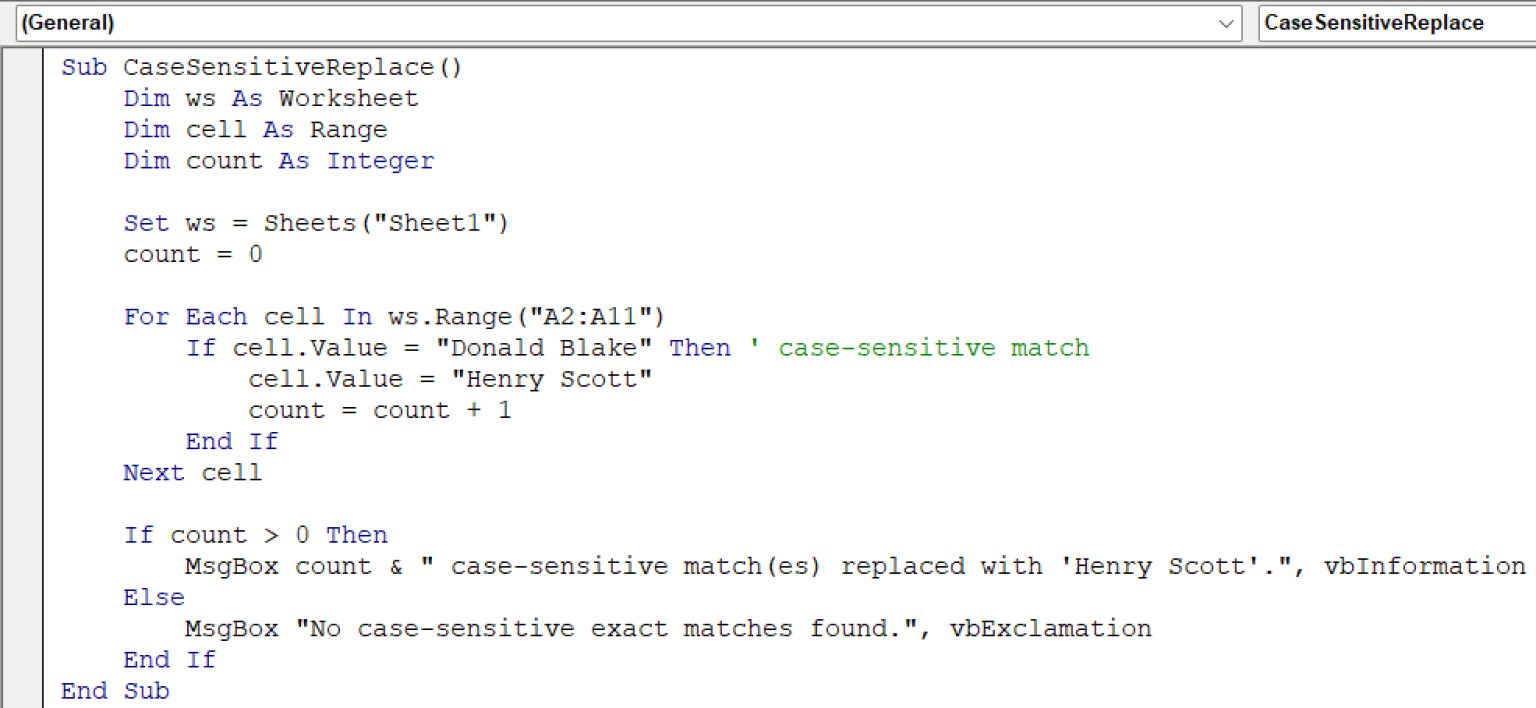 How to Find Exact Matches Using Excel VBA (6 Examples) - Excel Insider