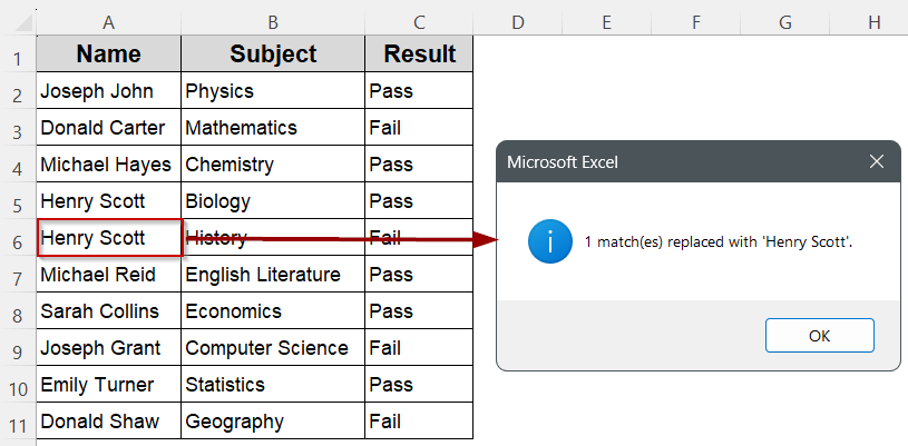 Find an Exact Match and Replace It Using VBA