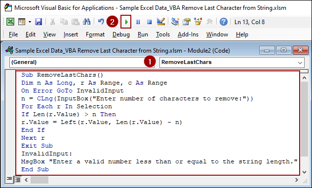 Deleting a User-Specified Number of Last Characters