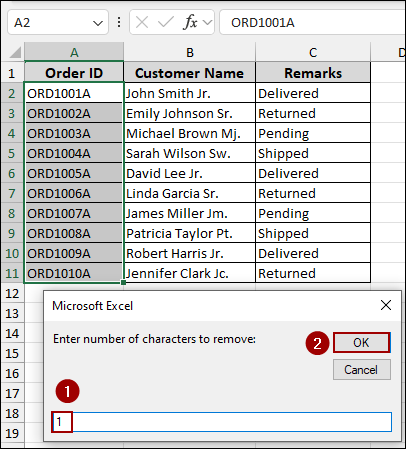 Deleting a User-Specified Number of Last Characters