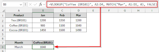 Combine VLOOKUP With the MATCH Function