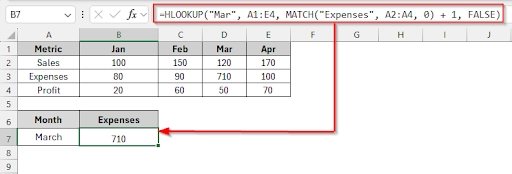 Combine HLOOKUP with MATCH