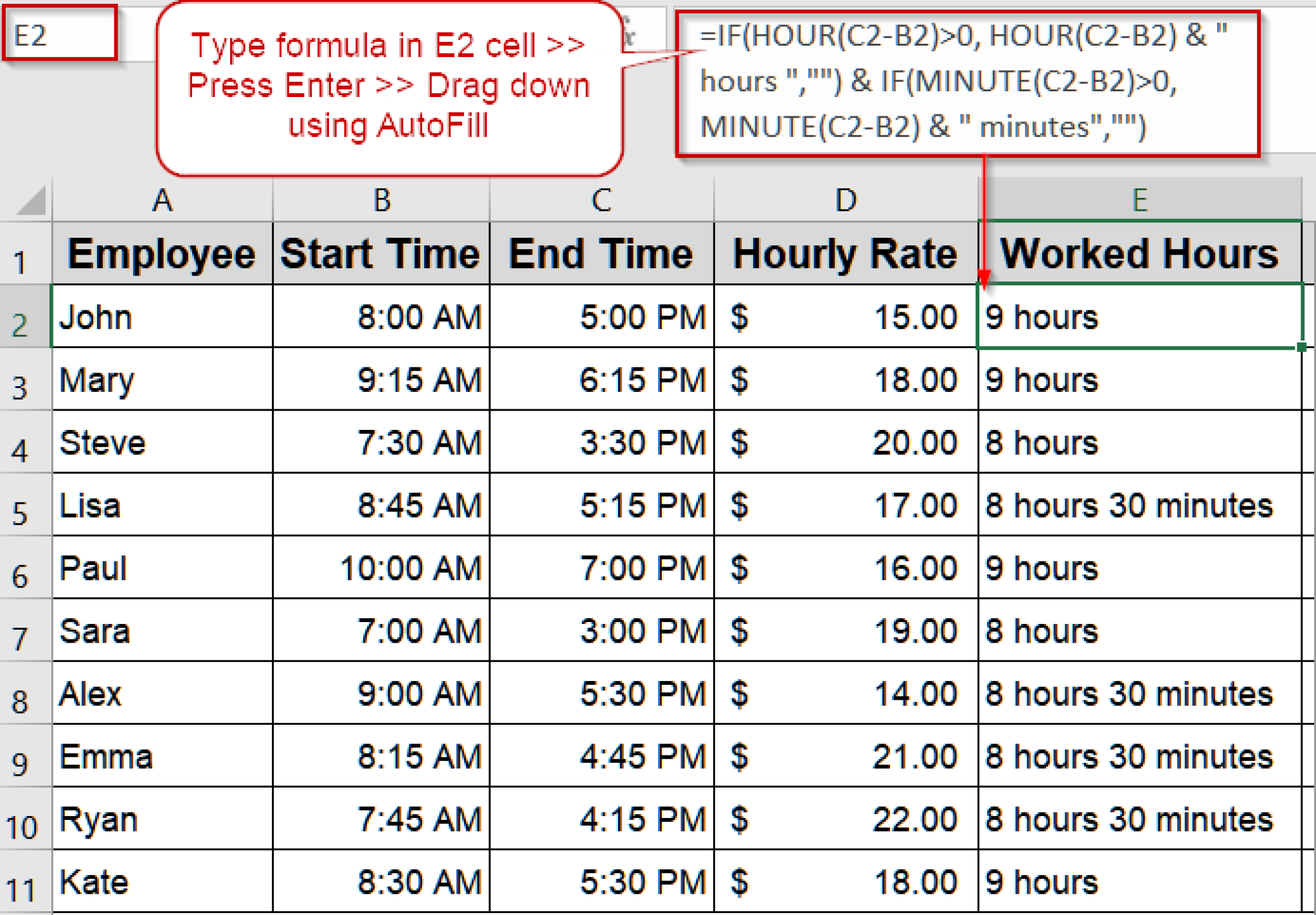 How to Calculate Hours and Minutes for Payroll in Excel - Excel Insider