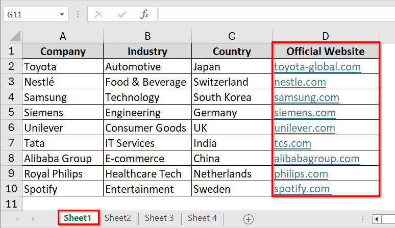 Using Keyboard Shortcut to Copy Hyperlink in Excel