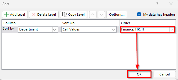Sort Using Custom Lists in Excel