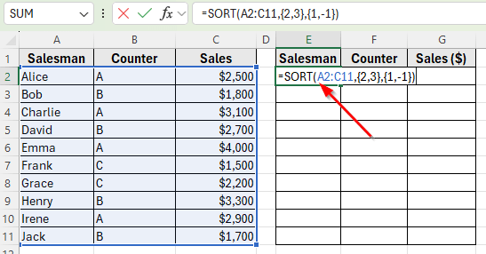 Auto Sort Multiple Columns with Different Orders
