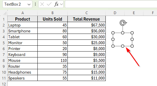 Using the Shapes Tool to Insert Text Box in Excel